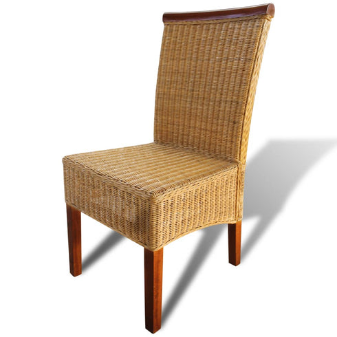 Swen Studio -  Dining Chairs 6 pcs Brown Natural Rattan